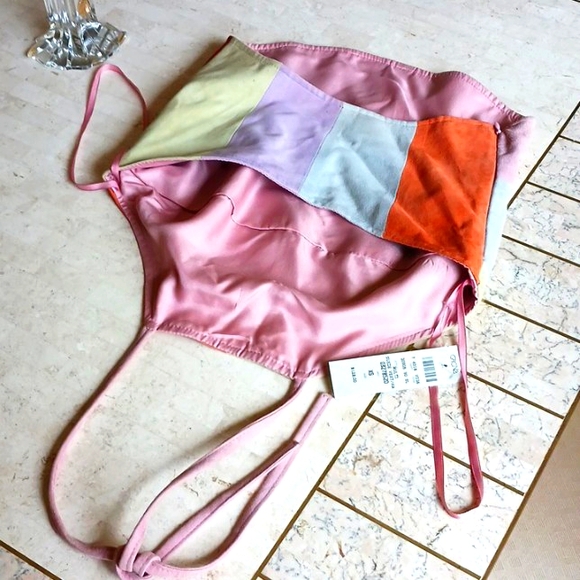 Vintage-One Of A Kind, multi color block suede vest..sz..XS.."Cache", New w/tags - Picture 6 of 15